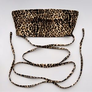 Zaful Strapless Cheetah Print Wrap Crop Top | Small